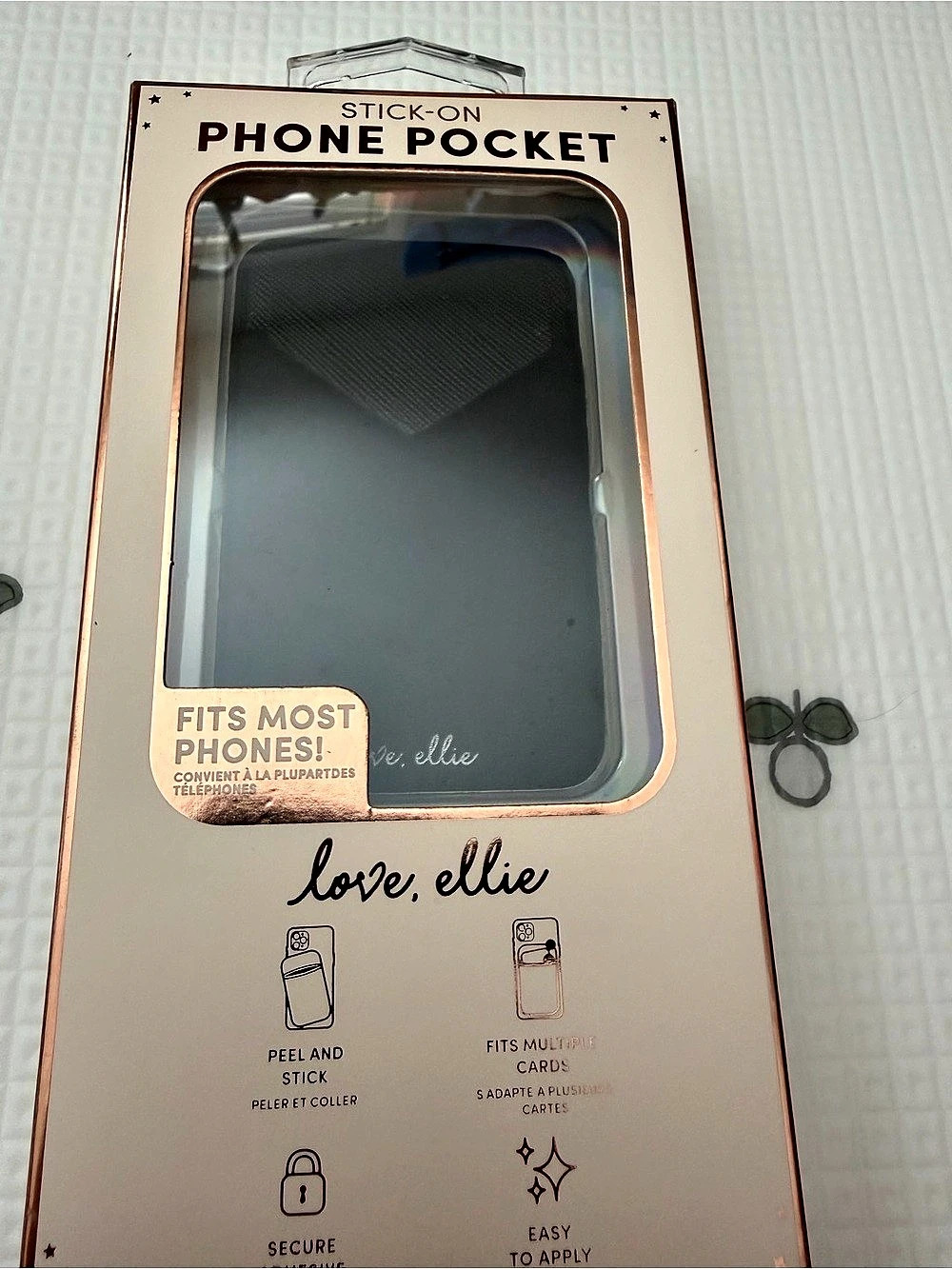 Love, ellie Stick-On Phone Pocket with Flap Pink Stick-On Phone Pocket NWT
